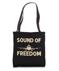Sound Of Freedom Pilot Outfit Tee For Aviation Junkies And Airshow Fans Airplane Design Shirt For Model Kit Builders Tote Bag
