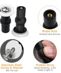 4 Pack Toilet Seat Bolts Kit With Expanding Rubber Top Nuts For 14 To 16mm Hole Seats, showing brass nuts and rubber bung details.