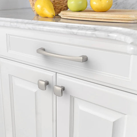 10 Pack Brushed Satin Nickel Cabinet Pulls For 5 Inch Hole Centers Durable Metal Construction Kitchen Cabinet Handles ZH0032 installed