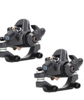 Built Tough Front And Rear Disc Brake Kit With Two Heavy Duty Aluminum Alloy Calipers and precision rotors viewed from the side.