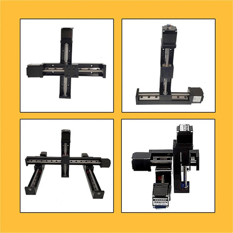 Mini T Linear Slide Stage With 50-300mm Stroke, Preinstalled 28mm Stepper, Compact Desktop Printer Ready Motion Platform For Small Automation Fixtures And Precise Linear Motion, four-angle views
