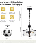 Firedanz 3-Light Glass Pendant Light, Height Adjustable with floral glass design and adjustable chain for flush mount.