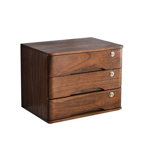 Solid Wood Lockable Three Drawer Filing Cabinet For Home And Office sturdy document storage with secure locks