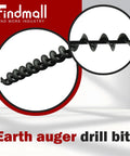 Close-up of 24 Inch Earth Auger Bit With 8mm Hex Shank For Yard Garden Planting Posts Or Umbrella Hole Digger Heavy Duty Steel Pro Grade