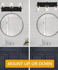 Three Light Modern Vanity Wall Sconce In Black With Hammered Glass Shades For Dope Bathroom Lighting Mirror Cabinets