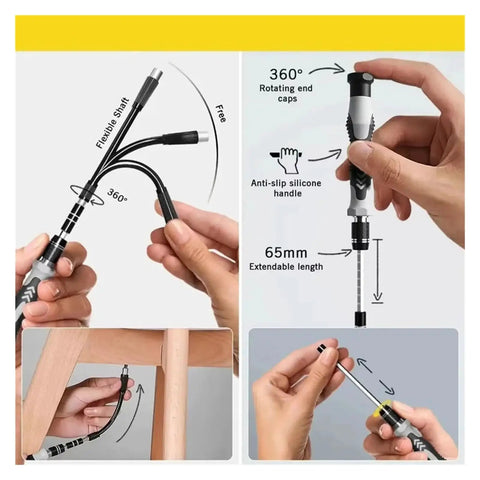 The Ultimate 132 In 1 Screwdriver Set With Torx Magnetic Bits And Nifty Storage Case For Awesome Hand Repair Jobs That Rock Your DIY Gear, flexible shaft