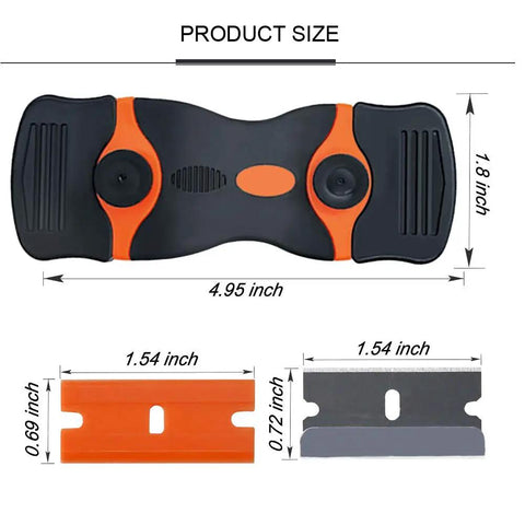 Three Pack Double Edge Razor Scraper Set With Twenty Replacement Blades Heavy Duty Grippy Non Slip Ergonomic Handle Product Size