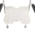 Top view of Easy Fold Shower Chair For Seniors And Disabled with black grab handle, adjustable height, rustproof and waterproof.