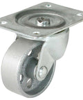 2 Inch Cast Iron Swivel Plate Caster With Silver Wheel And Heavy Duty Ball Bearing Mount 125 Lb Load Capacity Per Caster Industrial Top Plate Size Two By Two And One Half Inches Two And One Half Inch Clearance Height Designed For Long Wear Life