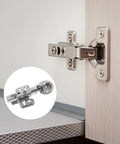 Hydraulic Damping Cabinet Hinges With Quiet Closing Stainless Steel, Two Pack, installed on light wood cabinet