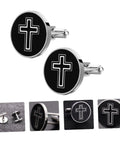Cross Cufflinks For Men Black Titanium Steel Shirt Fasteners 1 Pair For Business And Formal Shirts With Durable Finish