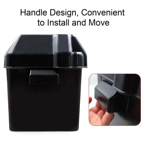 Heavy Duty Marine Battery Box Hella Durable ABS Shell Shockproof And Weatherproof 12V Battery Enclosure with handle design.