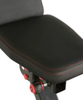 Close-up of the seat of the 2000 Super Max XL Adjustable Weight Bench For Incline Decline Press And Full Body Workouts No Gap Foldable Home Gym Bench Built To Last With 850 Pound Capacity For Home Gyms And Pros.