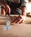 Zinc Alloy Pivot Door Hinge Kit For Glass Shower Doors Durable Silver Finish With Bidirectional Pivot next to measuring process