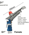 Adjustable 1 Inch Lawn Sprinkler With Zinc Alloy Body 35 To 40 Meter Spray Radius 360 Degree Rotation For Big Lawns Crops