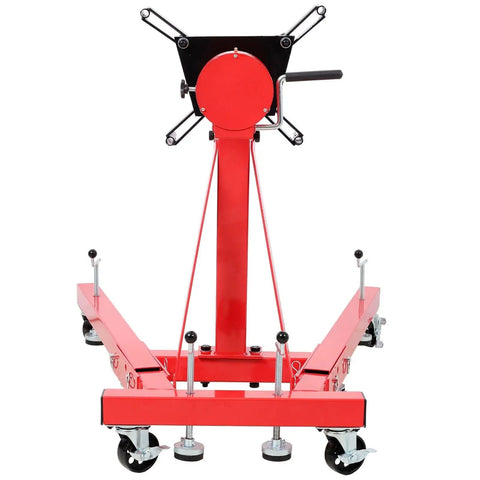 Heavy Duty 1500 Lbs Engine Stand Featuring Smooth Geared 360 Spin Foldable Motor Hoist with steel base and locking casters.