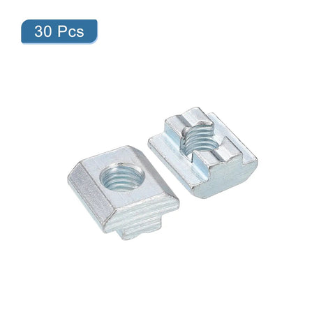 Heavy Duty Nickel Plated M10 T Nuts 30Pc 4545 Hammer Head Sliding Bolts set with two nickel-coated fasteners for aluminum extrusion profiles.