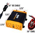 Rock Solid 400w Power Inverter transforms 12v Dc to 110v Ac for your ride with dual outlets and USB C port.