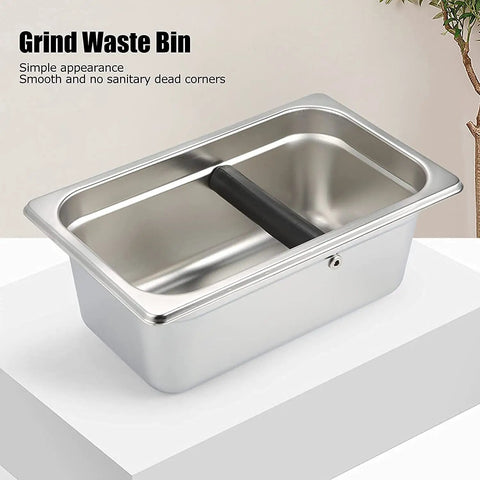 Boss Move Stainless Steel Coffee Knock Box For Espresso Pro Barista Gear large capacity grind waste bin with smooth surface.