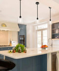 Vintage Glass Pendant Light With Clear Shade Black Single Hanging Pendant Lighting For Farmhouse Kitchen Island Dining Room Entryway