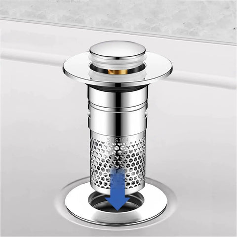 Premium Clog Crushing Bathroom Sink Stopper Strainer With Removable Stainless Steel Filter Basket And Hassle Free Pop Up Drain Hair Catcher For Keeping Pipes Slick