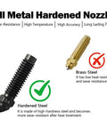 3D printer nozzle set (2 pcs): black hardened steel and brass nozzles, high-temperature wear-resistant