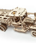 Hands On Mechanical Truck Puzzle Kit With Rubber Band Engine, 3D Wooden Construction Set, DIY Build For Adults And Teens, Realistic Pistons Under Foldable Hood, Functional Steering, Cabin Door, And Working Chassis. 338x120x124 mm