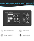 Control panel of 125 Pints Commercial Dehumidifier For Crawl Spaces And Basements With Drain Hose Heavy Duty Industrial Grade Moisture Removal.