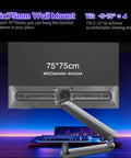 Gamer Ready 24 Inch 1080p Gaming Monitor With 144Hz Refresh Rate, wall mount shown, highlighting tilt and mount specs