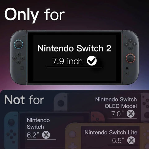 Nintendo Switch 2 2025 Screen Protector 9H Tempered Glass No Fuss Easy Install Tool Ultra Clear HD Clarity Anti Scratch Shield