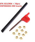 Pro Grade Lathe Milling Cutter Kit With S07K SCLCR06 Boring Bar Fixture And 10 CCMT060204 HM Inserts YBC251 Carbide Blades For Cast Iron And Titanium Machining Easy Chip Removal Durable Alloy Steel Tooling, 7mm shank, 125mm length