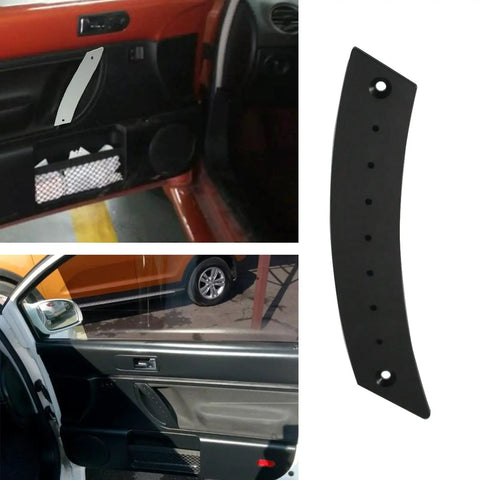 Door Panel Pull Handle Set For Beetle 1998 2010 Black Aircraft Grade Aluminum Two Handles With Four Screws Replacement Interior Door Handle Kit Premium Direct Fit Easy Install shown installed on vehicle's door interior.