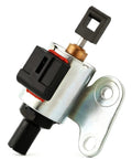 CVT transmission stepper motor with mounting bracket and black connector, front view