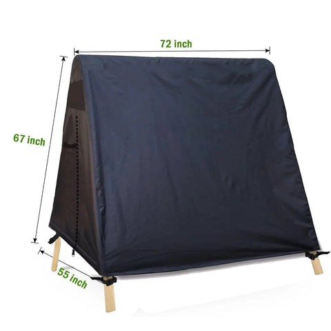Waterproof Windproof 72 Inch A Frame Swing Cover 72L x 55W x 67H with universal fit on wooden swing frame, outdoor protection