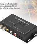UHF TV Link Modulator With AV To RF Converter For Your Local CATV Setup showing channel display and audio video output