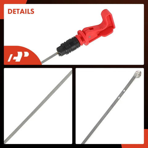 Automatic 4 Speed Transmission Dipstick For Chevy GMC And Cadillac Rigs Like Silverado, red handle and metal stick details