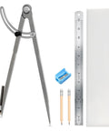 Tough As Nails All Metal Drafting Compass With Adjustable Wing Divider and Secure Pencil Holder, 12 inch legs for precise geometry work.