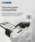 Black Nitrile Disposable Gloves 6 Mil Heavy Duty With Grippy Textured Fingertips used on a touchscreen device