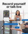 Person using Hella Crisp 2K Wireless Smart Video Doorbell With Built In Chime to communicate with delivery driver.