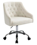 Soft Velvet Office Chair With 360 Degree Swivel And Height Adjustable Desk Chair Cushioned Seat Backrest And Armrests White