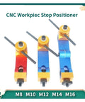 Universal Adjustable CNC Mill Positioner Dead Accurate Workpiece Stop Locator Tool, showing three sizes M8, M10, M12.