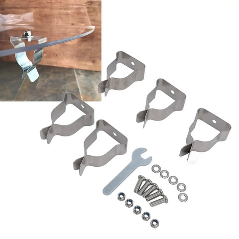 Heavy Duty Window Well Cover Clamp Kit With Cold Rolled Steel And Zinc Plated Finish, Heavy Duty Spring Clips For Secure Safe Installation, Perfect For Long Term Outdoor Use No Rust Or Corrosion Issues; 5 clamps and hardware