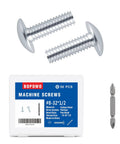 Top Shelf Zinc Plated Truss Head Machine Screws Keep Your Cabinetry Rock Solid And Perfectly Aligned For Drawer Knobs And Cabinet Pulls In A Fifty Piece Pack That Works Like A Charm Anytime. Image shows two zinc plated truss head screws and a packaging box.