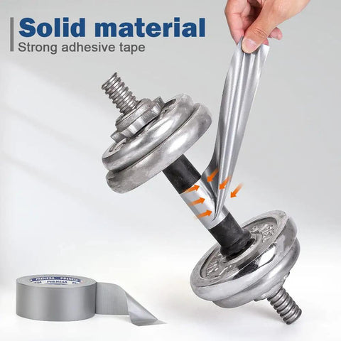 Applying Beefy Heavy Duty Waterproof Duct Tape 1.88 Inch Wide By 35 Yards Strong Adhesive to metal dumbbell