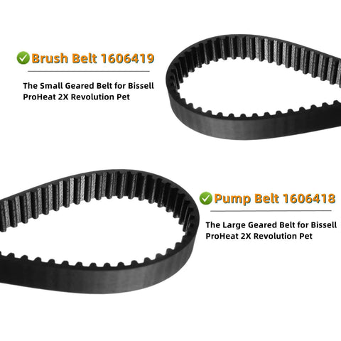 Replacement Belt Set For Bissell ProHeat 2X Revolution Pet Carpet Cleaner Fits Models 1548 1550 1551 1551W 1550 Series