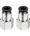 2 Pack Push To Connect Fittings 1/4 In NPT 1/4 In OD Tube Nickel Plated Brass Straight Pneumatic Female Adapters Air Line Quick Connect Fittings For Pneumatic Systems Black