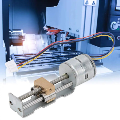 Kickstart Your Custom Rig With This Slick Mini Linear Stage Actuator And Compact Gear Reducer Robust 2 Phase 4 Wire Stepper Motor Smooth Slide Rail, showing the actuator in a CNC setup.
