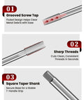 Grooved screw taps and shank from Complete 131 Piece Thread Repair Kit With HSS Drill Bits Taps And Inserts For M5 To M12