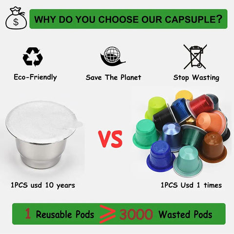 Comparison of Reusable Espresso Capsules Refill Pods For Original Line Coffee Machines with single-use pods