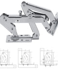 Beefy Heavy Duty Cabinet Hinges With Carbon Steel Build 150-170 Degree Adjustable Wide Opening Hydraulic Cupboard Hinges For Thick Doors 16-40mm With Screws, side view showing mechanism and dimensions